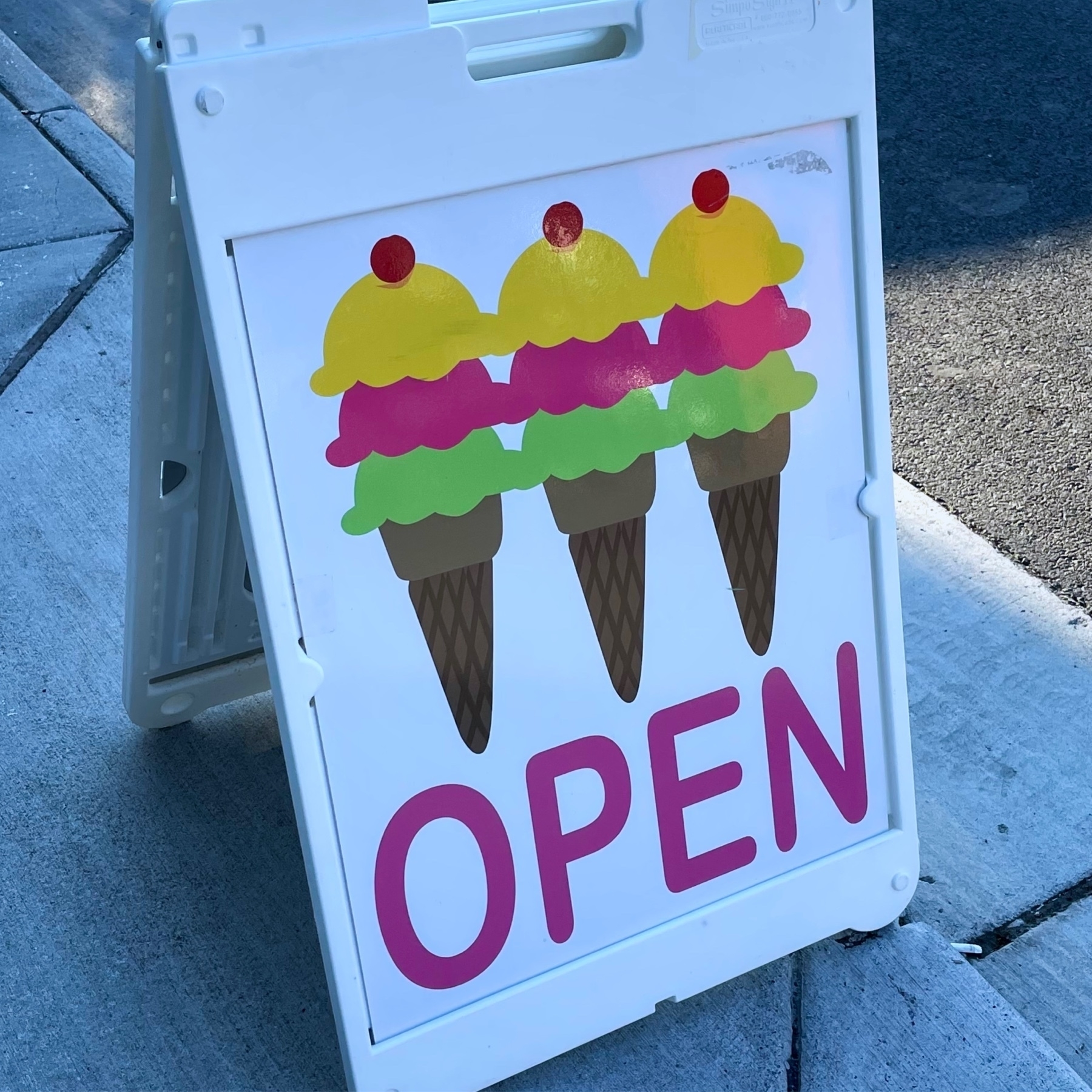 open sign with ice cream comes on it