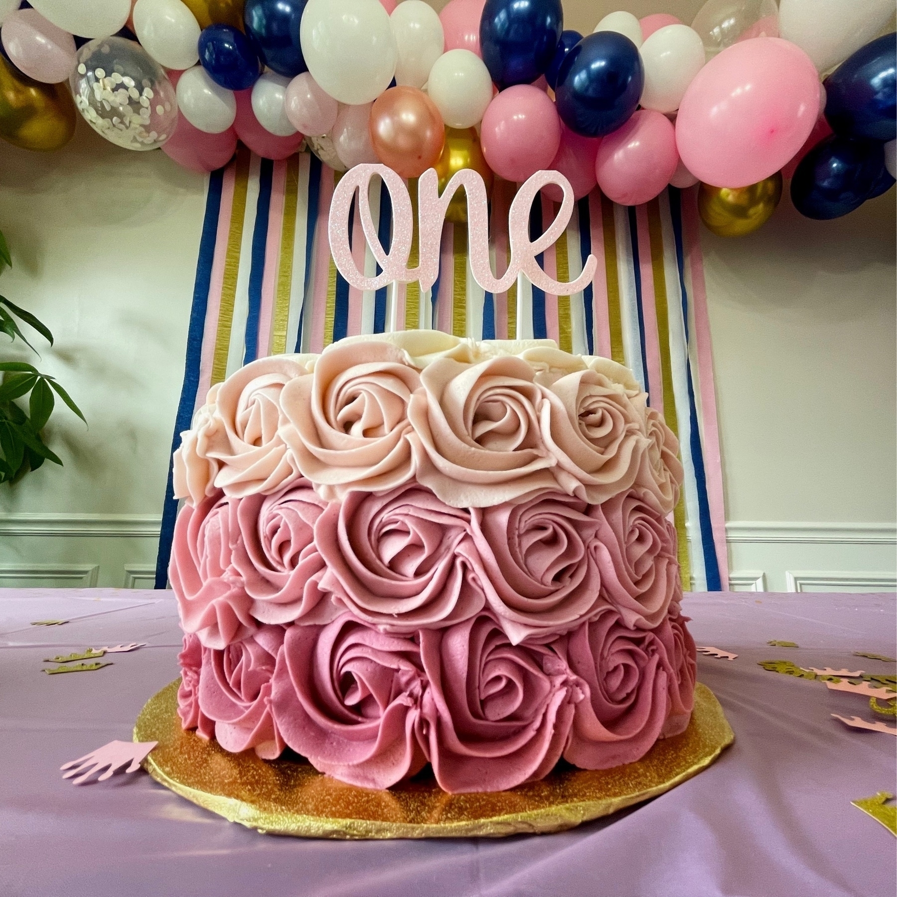 birthday cake with balloons