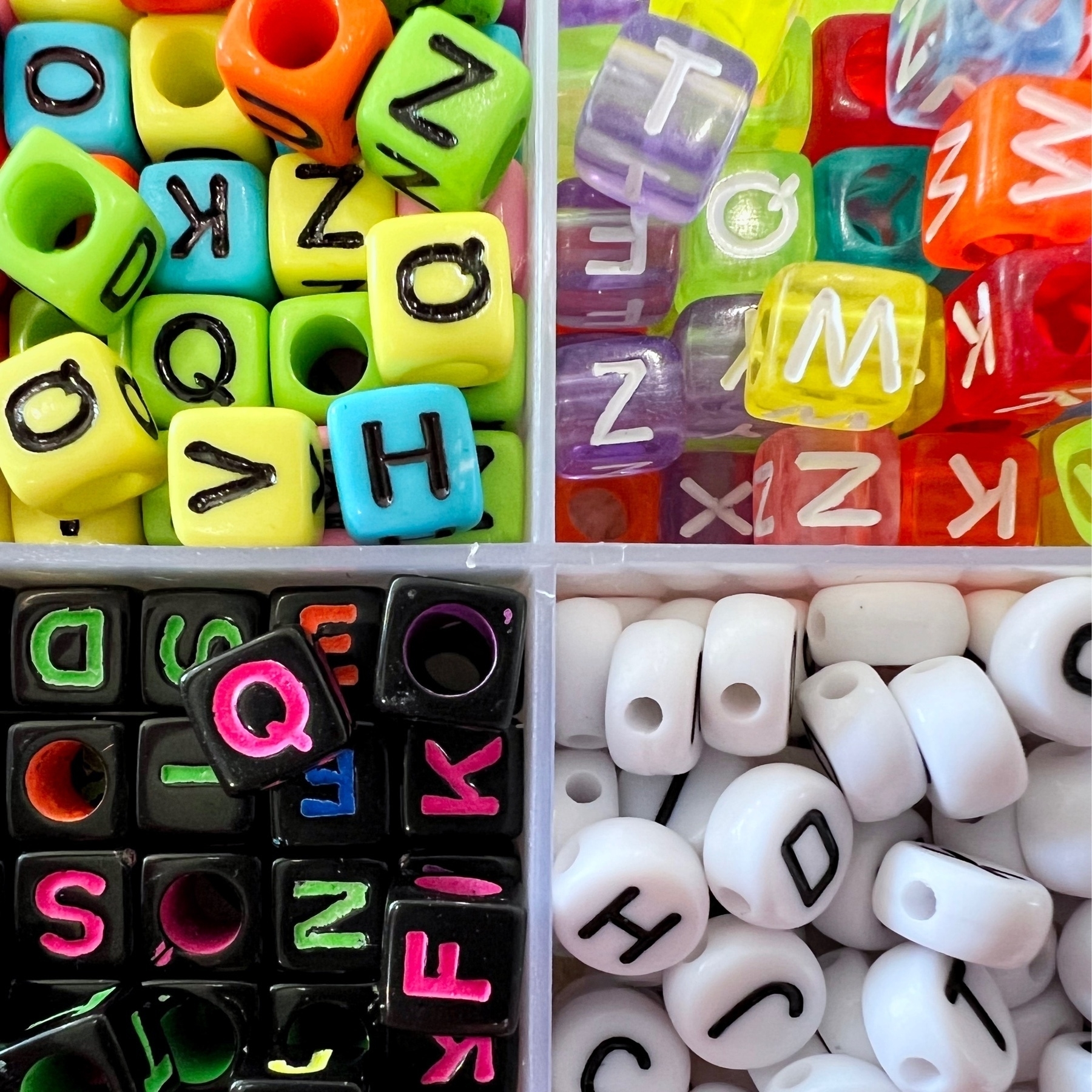 assorted letter beads