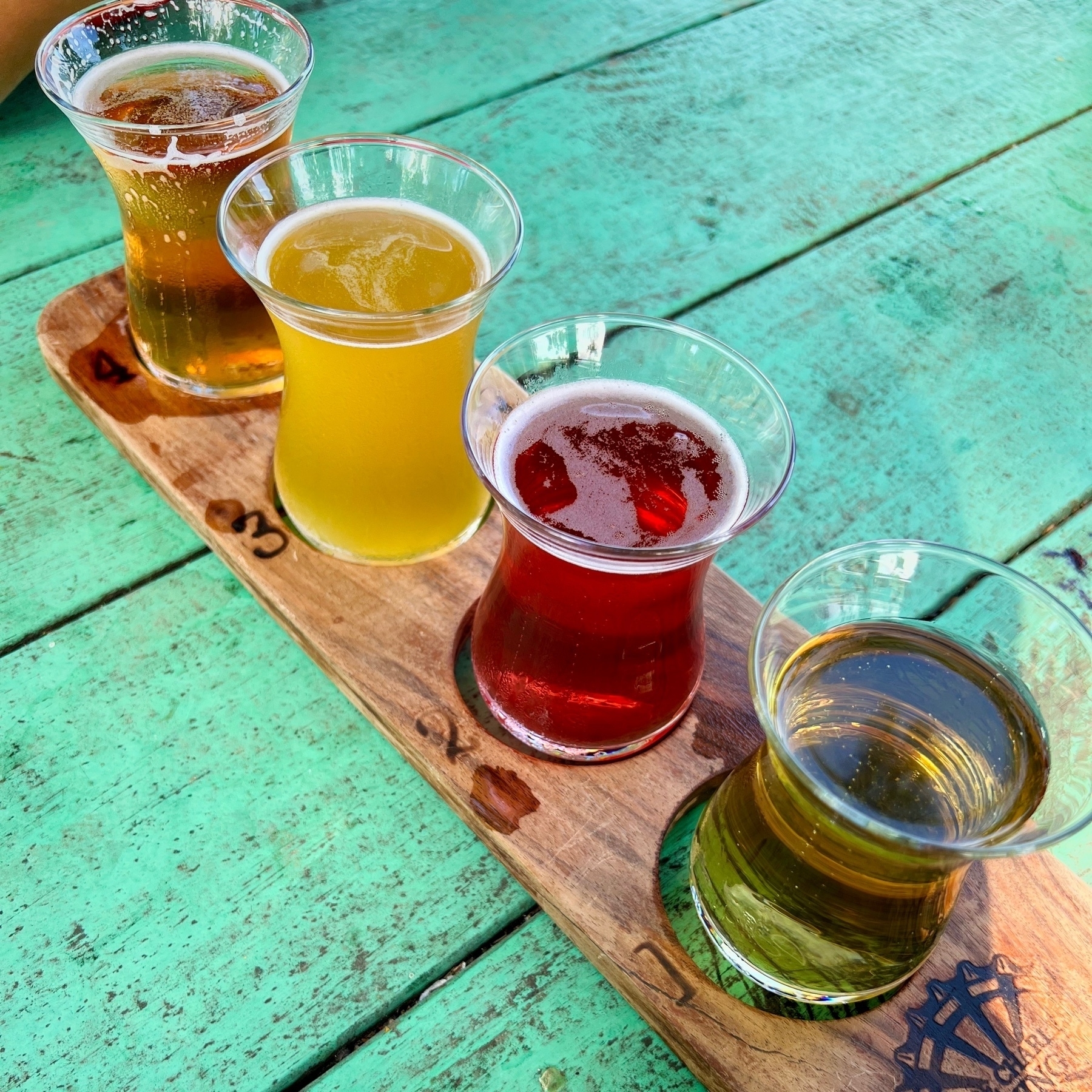 a flight of beer flavors